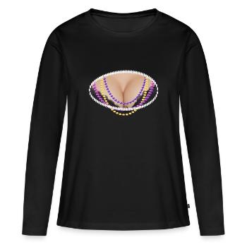 Mardi Gras Costume Disguise - Women's Premium Organic Long Sleeve Shirt - black - Front - Julia (174cm)
