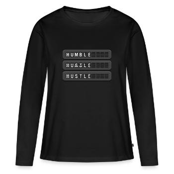 Hustle & Humble - T-shirt manches longues Premium bio Femme - noir - Devant - Julia (174cm)