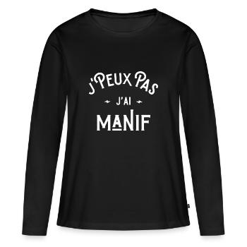 je peux pas j'ai manif cadeau humour citations - T-shirt manches longues Premium bio Femme - noir - Devant - Julia (174cm)