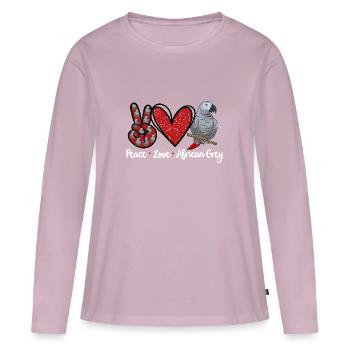 Graupapagei Perroquet gris d’Afrique Papagei - T-shirt manches longues Premium bio Femme - rose poudré - Devant - Julia (174cm)