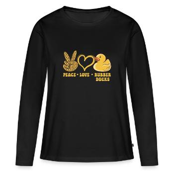 Canard en caoutchouc Canard en caoutchouc - T-shirt manches longues Premium bio Femme - noir - Devant - Julia (174cm)