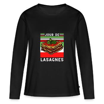 Jour de lasagnes Italie - T-shirt manches longues Premium bio Femme - noir - Devant - Julia (174cm)