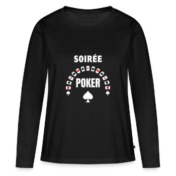 Soirée Poker As de Pique - T-shirt manches longues Premium bio Femme - noir - Devant - Julia (174cm)