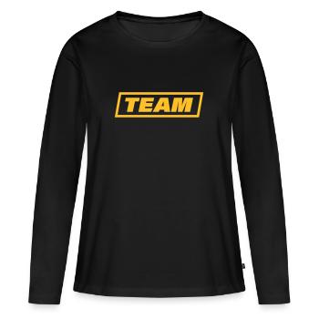 LOGO DE LA BOÎTE D’ÉQUIPE - T-shirt manches longues Premium bio Femme - noir - Devant - Julia (174cm)