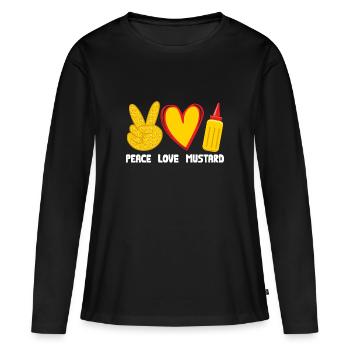 Senf Moutarde - T-shirt manches longues Premium bio Femme - noir - Devant - Julia (174cm)