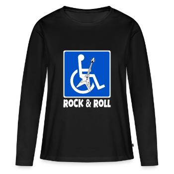Rock & Roll - rock 'n' roll - Rollstuhl witzig - Frauen Premium Bio Langarmshirt - Schwarz - Vorne - Julia (174cm)