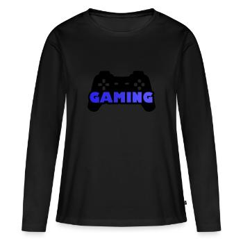 Gaming joystick bleu - T-shirt manches longues Premium bio Femme - noir - Devant - Julia (174cm)