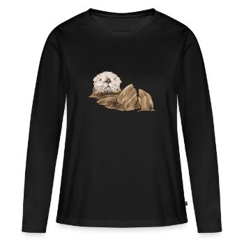 Seeotter - Frauen Premium Bio Langarmshirt - Schwarz - Vorne - Julia (174cm)