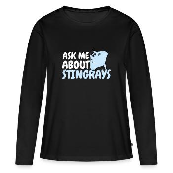 Raies pastenagues, raies manta, raies océaniques, raies - T-shirt manches longues Premium bio Femme - noir - Devant - Julia (174cm)