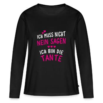 Ich bin die Tante - Frauen Premium Bio Langarmshirt - Schwarz - Vorne - Julia (174cm)