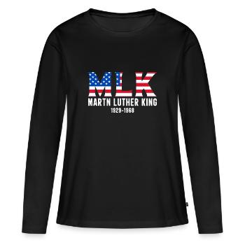 MARTIN LUTHER KING - T-shirt manches longues Premium bio Femme - noir - Devant - Julia (174cm)