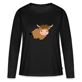 Vache bovine des Highlands - T-shirt manches longues Premium bio Femme - noir - Devant - Julia (174cm)