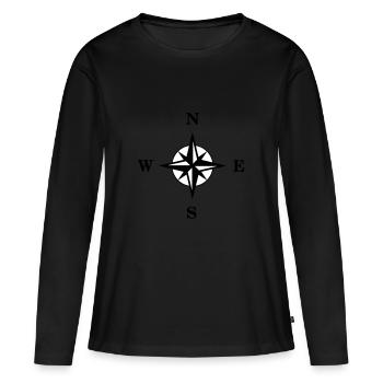 Kompass - Frauen Premium Bio Langarmshirt - Schwarz - Vorne - Julia (174cm)