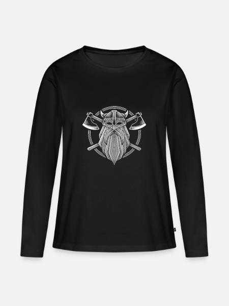 Wikinger mit gekreuzten Äxten - Frauen Premium Bio Langarmshirt - Schwarz