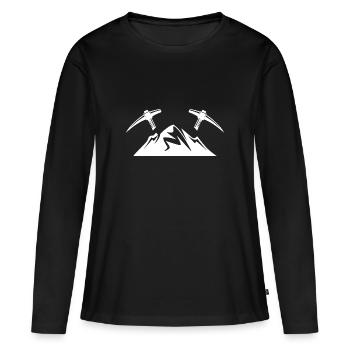 Montagnes avec pioche alpinistes mineurs - T-shirt manches longues Premium bio Femme - noir - Devant - Julia (174cm)