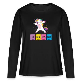 Tableau périodique Licorne tamponnant cadeau de licorne - T-shirt manches longues Premium bio Femme - noir - Devant - Julia (174cm)