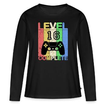 16 ans - Cadeau pour 16 ans - T-shirt manches longues Premium bio Femme - noir - Devant - Julia (174cm)
