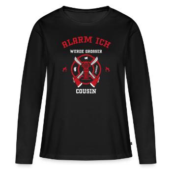 Alarm Ich Werde Großer Cousin - Frauen Premium Bio Langarmshirt - Schwarz - Vorne - Julia (174cm)