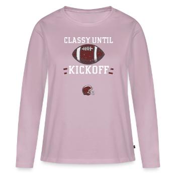 Classy Until Kickoff - Football - Frauen Premium Bio Langarmshirt - Altrosa - Vorne - Julia (174cm)