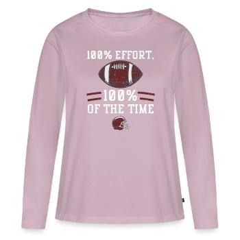 100% d’effort, 100% du temps - T-shirt manches longues Premium bio Femme - rose poudré - Devant - Julia (174cm)