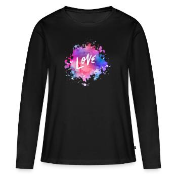Splash Love - Tâche coloré love amour - T-shirt manches longues Premium bio Femme - noir - Devant - Julia (174cm)