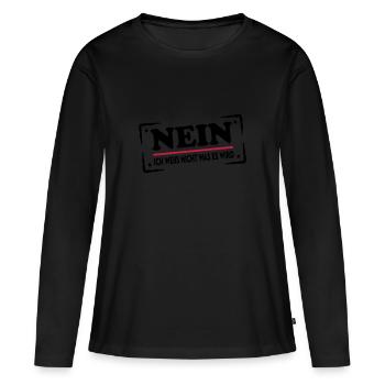 Schwanger Schwangerschaft Ich weiß es nicht - Frauen Premium Bio Langarmshirt - Schwarz - Vorne - Julia (174cm)