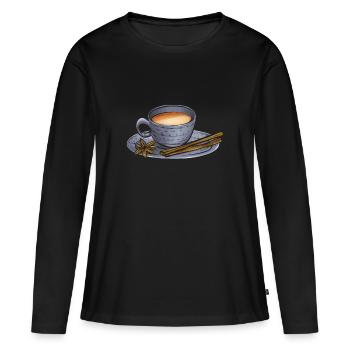 Thé Chai Masala Chai - T-shirt manches longues Premium bio Femme - noir - Devant - Julia (174cm)