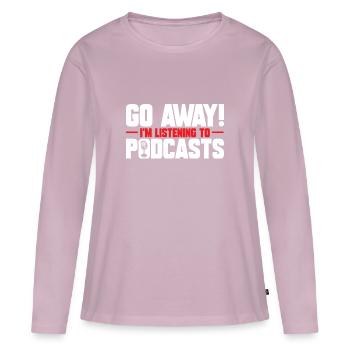 Podcasteur Podcast - T-shirt manches longues Premium bio Femme - rose poudré - Devant - Julia (174cm)