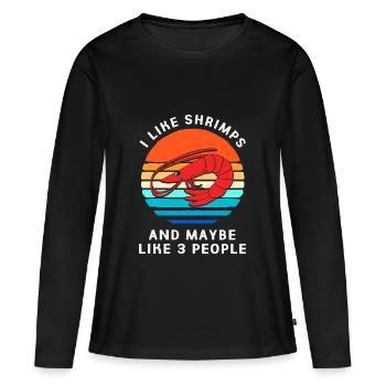 Crabe, Langouste, Fruits de mer, Crevettes - T-shirt manches longues Premium bio Femme - noir - Devant - Julia (174cm)