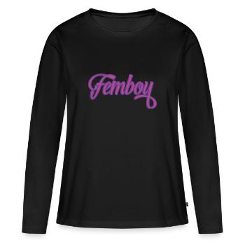 Femboy Logo Cross Dressing Motiv Geschenk Feminin - Frauen Premium Bio Langarmshirt - Schwarz - Vorne - Julia (174cm)