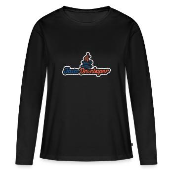 Java Developer with Coffee - T-shirt manches longues Premium bio Femme - noir - Devant - Julia (174cm)