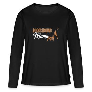 Bloodhound Hund Bluthund - Frauen Premium Bio Langarmshirt - Schwarz - Vorne - Julia (174cm)