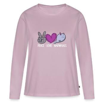 Narwal Einhornwal - Frauen Premium Bio Langarmshirt - Altrosa - Vorne - Julia (174cm)