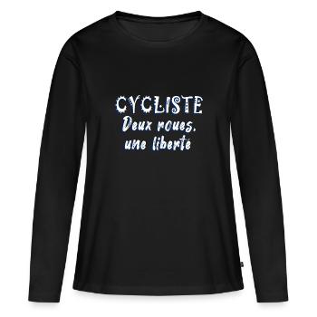 vélo cycliste deux roues une liberté - T-shirt manches longues Premium bio Femme - noir - Devant - Julia (174cm)