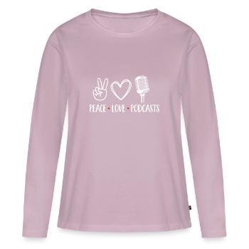 Podcasteur Podcast - T-shirt manches longues Premium bio Femme - rose poudré - Devant - Julia (174cm)