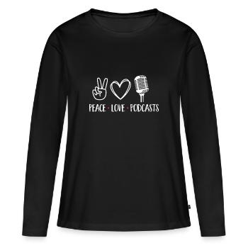 Podcasteur Podcast - T-shirt manches longues Premium bio Femme - noir - Devant - Julia (174cm)