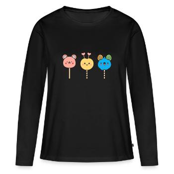 bonbon - T-shirt manches longues Premium bio Femme - noir - Devant - Julia (174cm)
