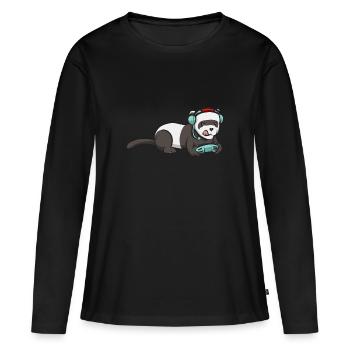 Furet, propriétaire de furet - T-shirt manches longues Premium bio Femme - noir - Devant - Julia (174cm)