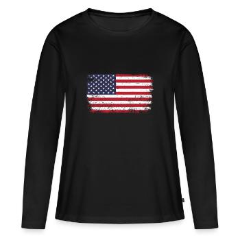 Drapeau usa - T-shirt manches longues Premium bio Femme - noir - Devant - Julia (174cm)