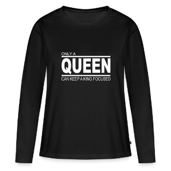 King - Queen - Frauen Premium Bio Langarmshirt - Schwarz - Vorne - Julia (174cm)