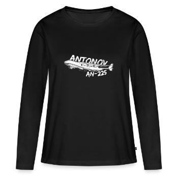 Antonov AN-225 avion fret aérien stratégique - T-shirt manches longues Premium bio Femme - noir - Devant - Julia (174cm)