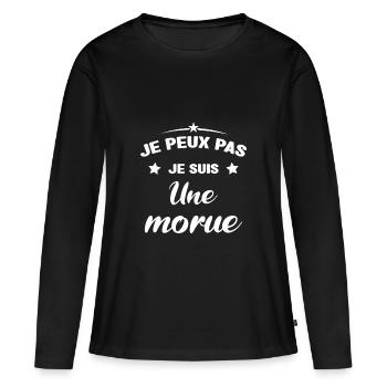 Je Peux Pas Je Suis Une Morue - T-shirt manches longues Premium bio Femme - noir - Devant - Julia (174cm)