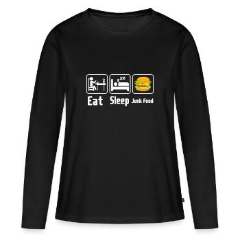 Mangez de la malbouffe de sommeil - T-shirt manches longues Premium bio Femme - noir - Devant - Julia (174cm)