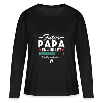Werdender Papa im Juli Schwangerschaftsankündigung an Papa - Frauen Premium Bio Langarmshirt - Schwarz - Vorne - Julia (174cm)