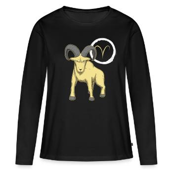 Zodiac Bélier Bélier - T-shirt manches longues Premium bio Femme - noir - Devant - Julia (174cm)