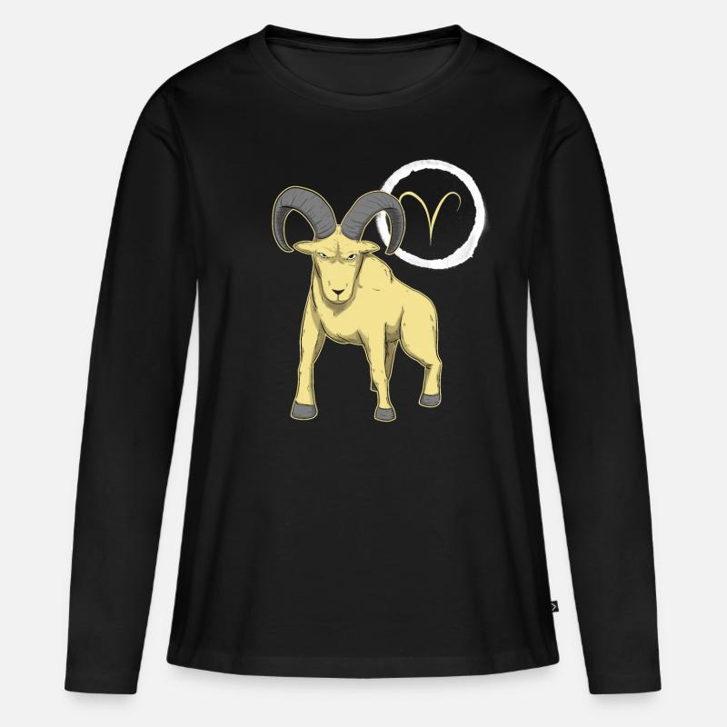 Sternzeichen Widder Aries - Frauen Premium Bio Langarmshirt - Schwarz