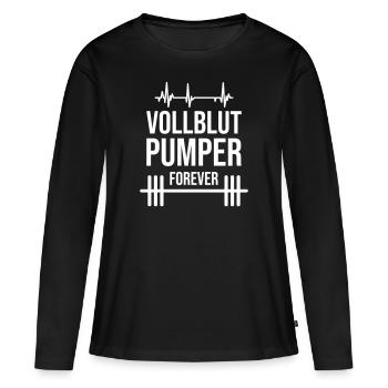 Vollblut Pumper forever Fitness Training GYM - Frauen Premium Bio Langarmshirt - Schwarz - Vorne - Julia (174cm)