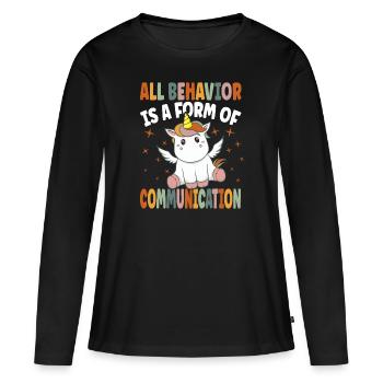 Tout comportement est une forme de communication - T-shirt manches longues Premium bio Femme - noir - Devant - Julia (174cm)
