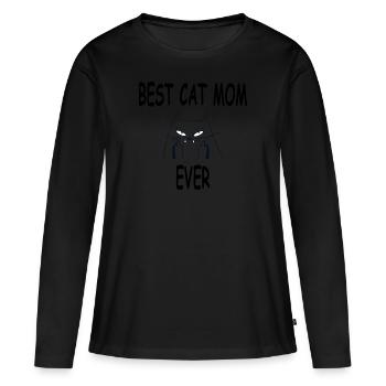 Cats Shirt-Best Cats Mom Shirt - Women's Premium Organic Long Sleeve Shirt - black - Front - Julia (174cm)