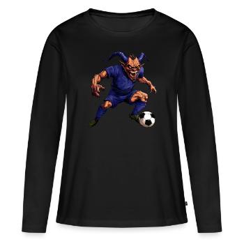 Diable Footballeur - T-shirt manches longues Premium bio Femme - noir - Devant - Julia (174cm)